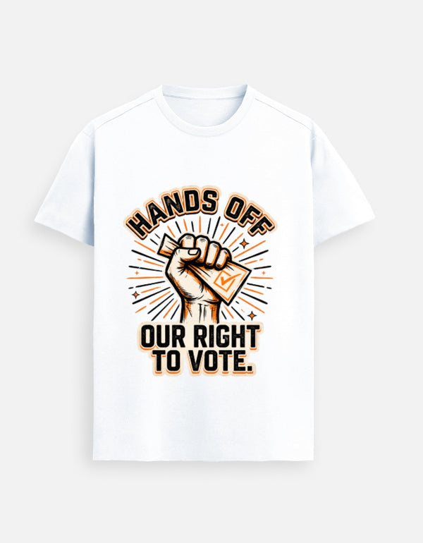 Hands Off Our Right to Vote Unisex Supima T-Shirt by I Am Cockroach